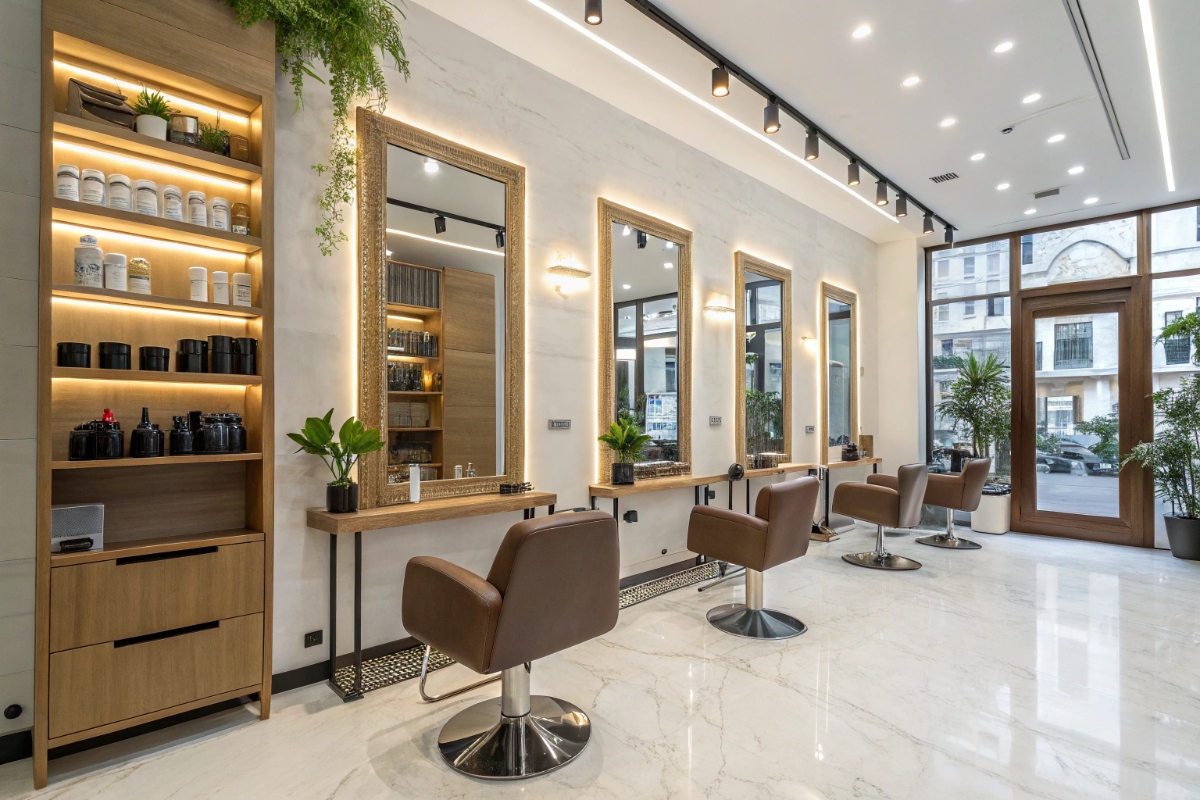 Interior moderno del salón Queens of Color en Valencia